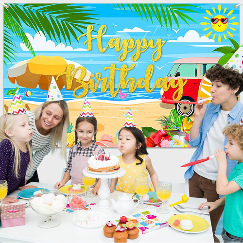 Fondo De Fiesta De Cumpleaños De Verano En La Playa, Tropica