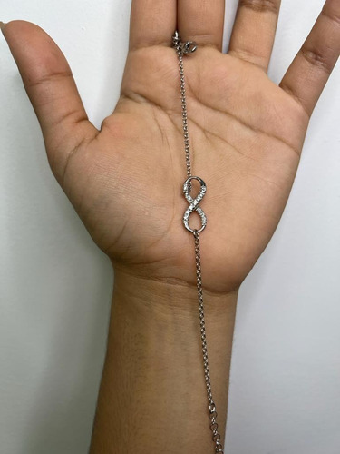 Pulsera De Plata 925 Con Zirconias 18 Cm Color Plateado