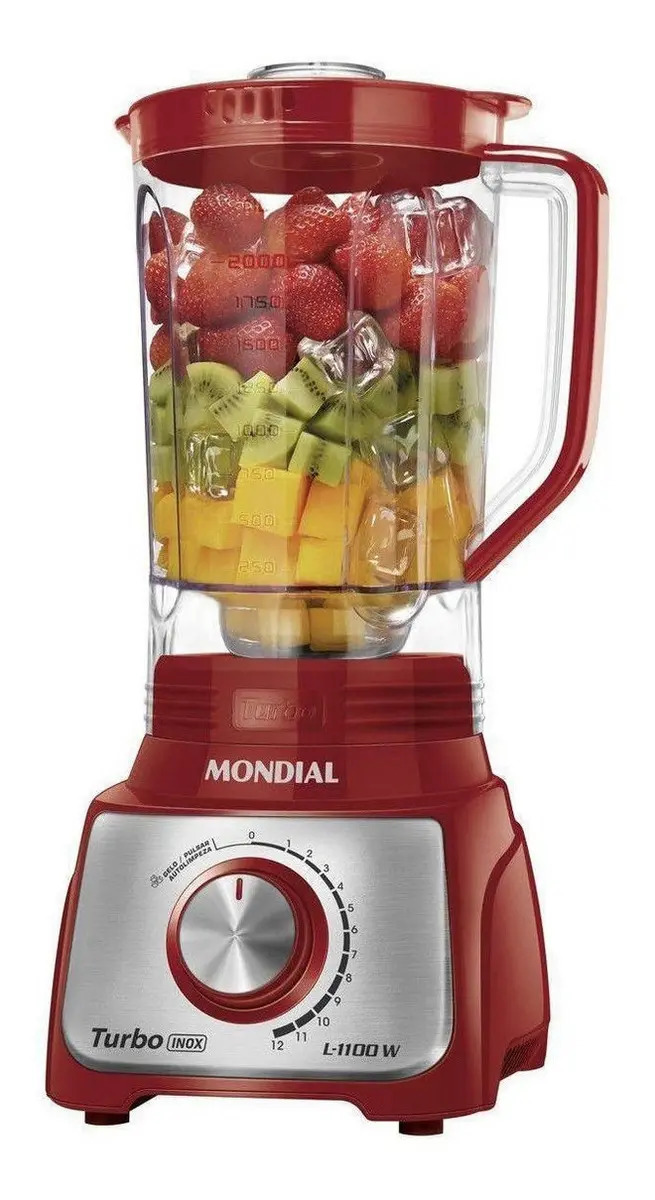 Liquidificador L-1100 Turbo Inox 1100w Mondial Cor Vermelho Inox