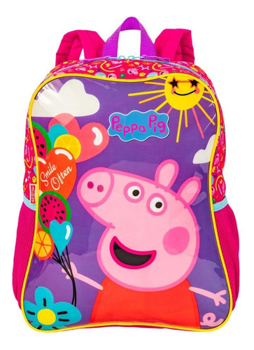 Mochila Grande Peppa Pig - Colorido 38x31x12cm 14l