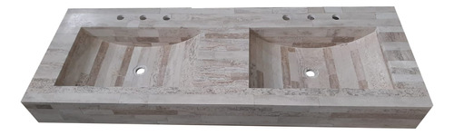 Mesada Marmol Travertino Artesanal 120x45 Doble Bacha Baño