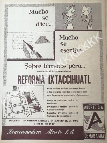 Cartel De Inicios De La Colonia Reforma Ixtaccihuatl 1956 Ab