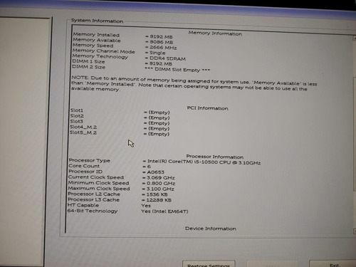 Cpu Dell Optiplex 3080 Intel Core I5 10th Gen 8gb Sin Disco (Usado)