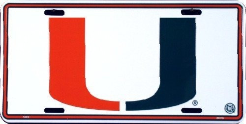 Hangtime Miami Hurricanes En Relieve De Metal Blanco Placa D