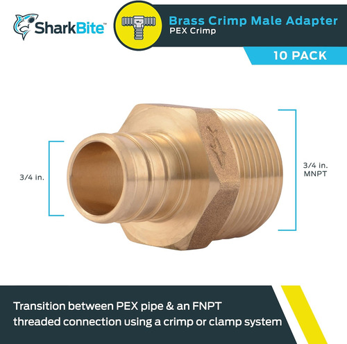 Adaptador Macho Mnpt De 3/4 Pulgadas, Paquete De 10, Accesor