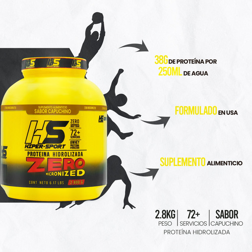 Proteína Whey Hidrolizada Zero 2.8 Kg Hs Sabores Hiper Sport Capuchino