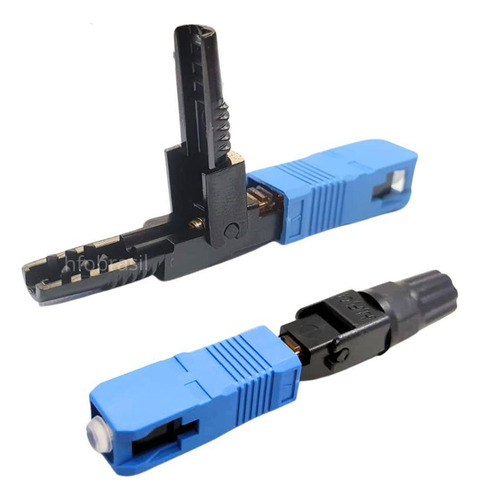 100 Pçs Conector Fast Rápido Ftth Sc Upc Azul Reutilizável