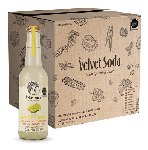 Velvet Soda Pepino Limón 12 Pack