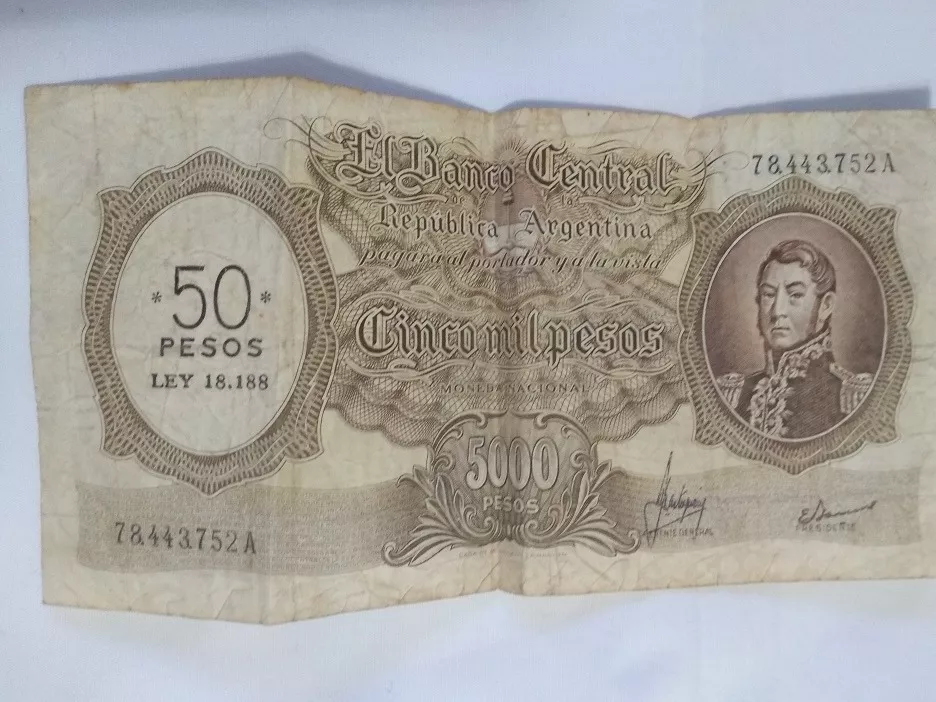 Billete De 5000 Pesos M/n. Sobreimpreso Ley 18.188