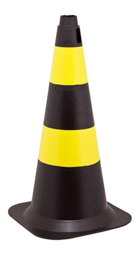 Cone De Sinalização Preto E Amarelo Pvc 75cm Trânsito Top