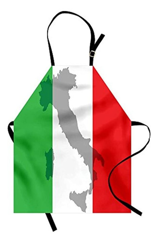 Delantal De Bandera Italiana Lunarable, Vista De Mapa De Ita