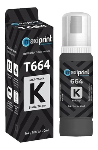 Tinta Epson Generica T664k Maxiprint Botella 70 Ml 