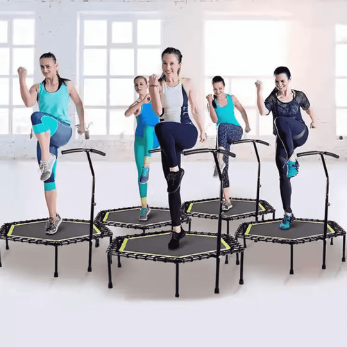 Trampolín Deportivo Hexagonal Fitness Con Parante Regulable