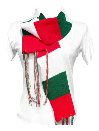 Bufanda En Hilo Tres Rayas Navideña Navidad Tricolor X10