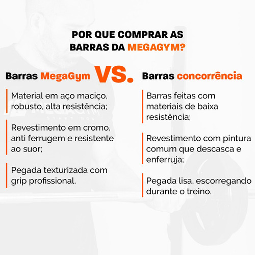 Barra Reta 1,80m 25,40mm Maciça Cromada Com Presilhas Cor Cromo