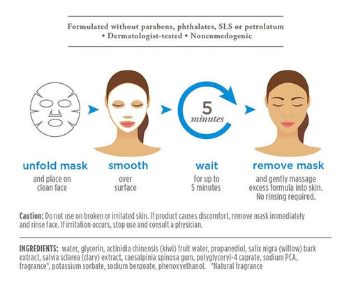 Imagen 2 de 2 de Máscara Facial De Tela Burt's Bees Hidratante 1 Un