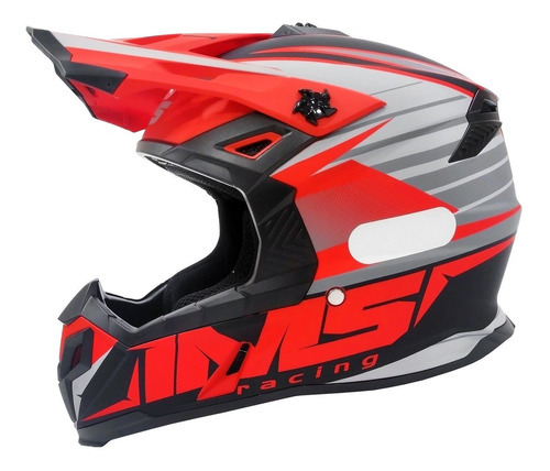 Capacete Motocross Ims Extreme Vermelho Trilha Bike Off Road Cor Cinza Tamanho do capacete 58