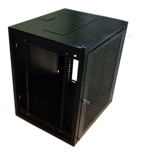 Imagem 3 de 4 de Mini Rack Parede 19'' C/ Porta De Acrilico 12u X 370mm Preto