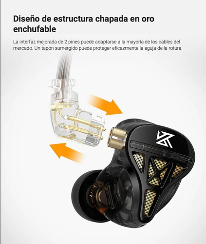 Imagen 6 de 10 de Auriculares In Ear Kz Dqs 1dd Cable Ofc Con Microfono
