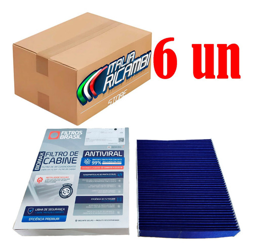 Kit 6 Unidades Filtro Cabine Antiviral Ford Fusion Após 2013