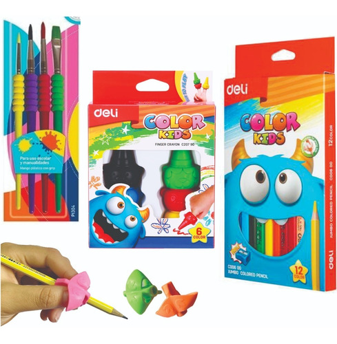 Set 25 Articulos Infantil Lapices Jumbo Grip Crayon Pincel 