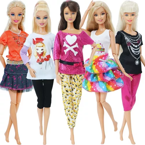 3 itens/lote roupas para barbie jogo vestir roupa topos calças 30 cm moda  vestido em miniatura acessórios para barbie presentes diy meninas