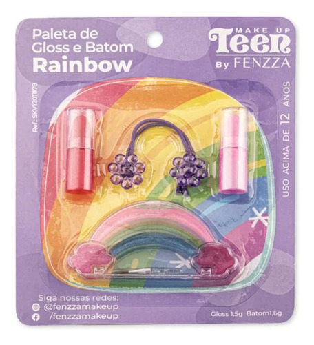 Paleta De Gloss Rainbow Make Up Teen By Fenzza Gift 11178