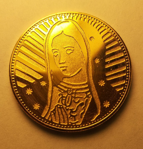 Moneda Rostro Virgen De Guadalupe  Baño Oro 14k Original