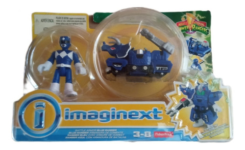 Imaginext Blue Ranger Con Armadura De Combate Figura 7 Cm.