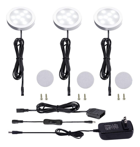 Kit Led 12v 3 Discos Delgados Aluminio 6w Blanco Luz Diurna