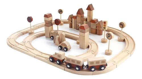 Piezas De Pista De Madera Tren De Ferrocarril Accesorios De