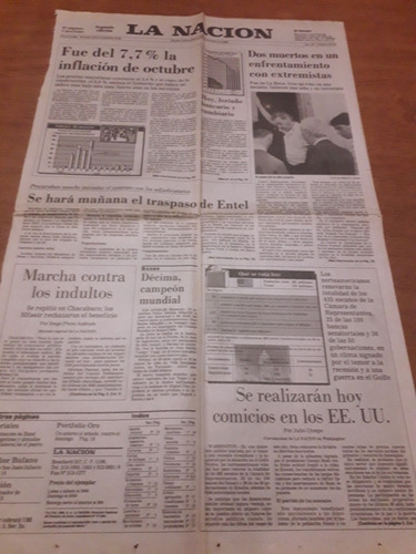 Tapa Diario La Nación 06 11 1990 Extremistas Indultos Entel 