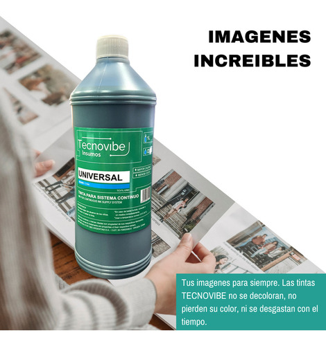 Tinta Alternativa Universal Tecnovibe En Botella De 1 Litro Compatible Con Impresoras Epson Brother Y Sistema Continuo Color Magenta