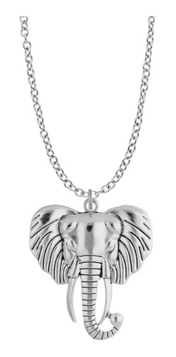 Collar Elefante Dije Suerte África Sabana Cadena Acero Moda