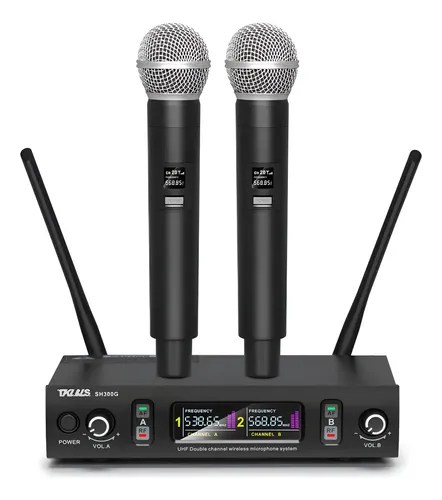 Microfones Sem Fio Duplo Profissional Uhf Karaoke Microfone Dinâm...