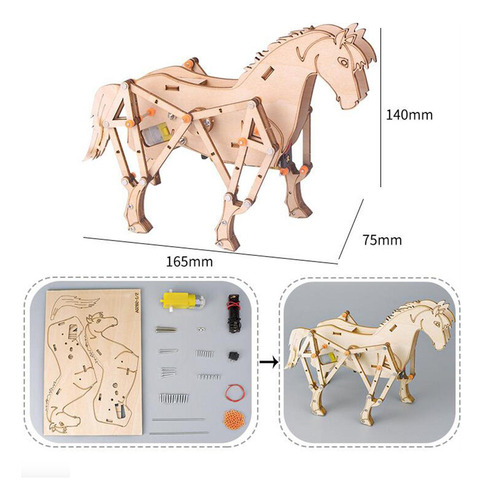 Caballo Mecánico 3d Engranajes Mecánicos De Madera Juego