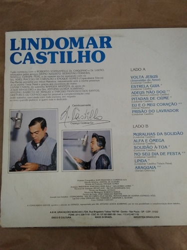 Lp Lindomar Castilho Muralhas Da Solidão (Usado)
