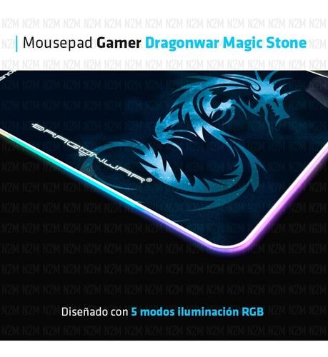 Imagen 3 de 10 de Mouse Pad Gamer Magic Stone Luz Rgb 36 Cm Dragonwar Premium
