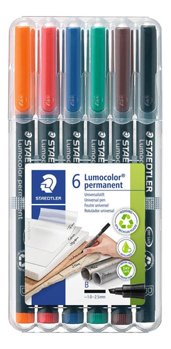 Marcadores Permanentes Staedtler Surtido ,1.0-2.5 Mm, Pack 6