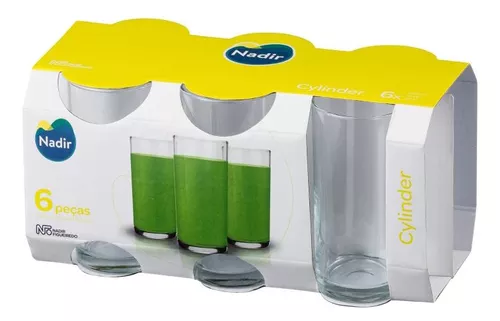 Jogo Copo Cylinder Agua E Suco Vidro 300ml - Kit 6 Unidades