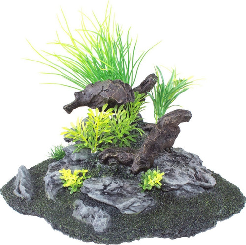 Penn Plax Adorno Resina Acuario Piedras Y Plantas 27x20x15cm