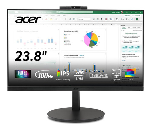 Monitor Ips De 23.8 Fhd 1920x1080 100hz 99% Srgb Cámara Web