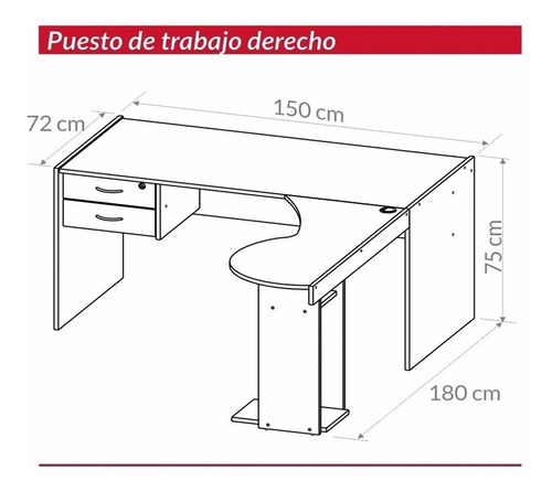 Imagen 4 de 9 de Escritorio En L, Puesto De Trabajo Derecho Cod. 913 Modern