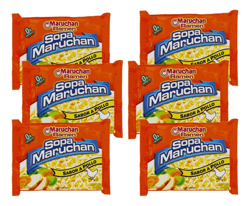 Pack X 6 Sopa Maruchan Ramen Sabor Pollo Sobre X 85 Grs