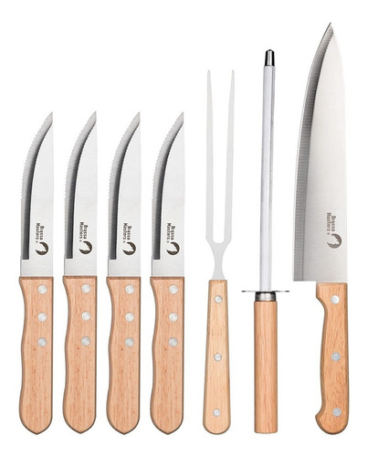 Juego De Cuchillos Para 8 Pz Cocina Brassa Masters Marrón Claro