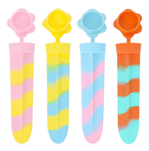 4 Mold Silicona Para Hacer Paleta Hielo Multicolor Congelada