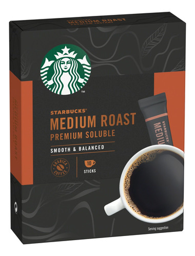 Café Solúvel Starbucks Medium Roast Premium Soluble Caixa 23g 10 Unidades