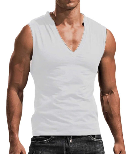 Camiseta Manga Cuello V Profundo Para Hombre Elastica Corte