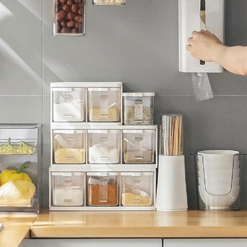6 Contenedor De Condimentos Con Tapa De Cucharas A Prueba De
