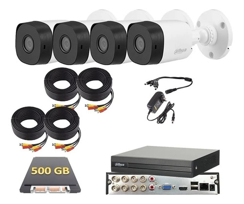 Kit Circuito Cerrado 4 Cámaras Dvr 8 Dahua 1080p 500gb